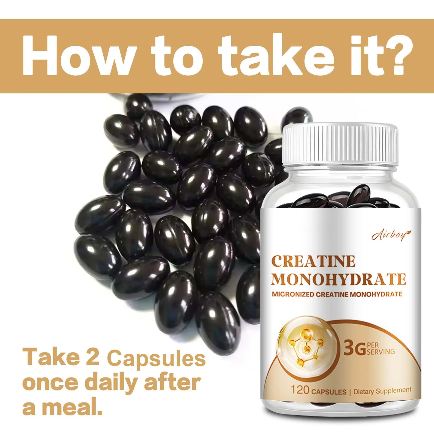 Creatine Monohydrate 120 Capsules - Muscle Growth & Strength