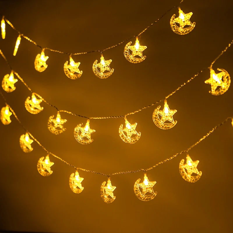 Moon Star String Lights Ramadan Kareem Decoration 2025 for Home