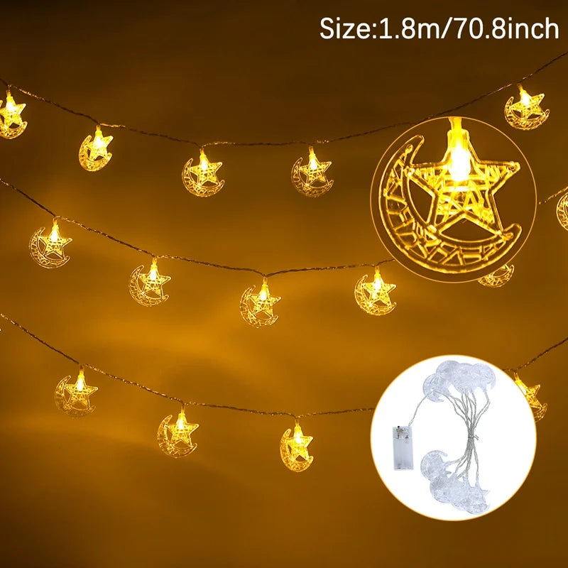 Moon Star String Lights Ramadan Kareem Decoration 2025 for Home