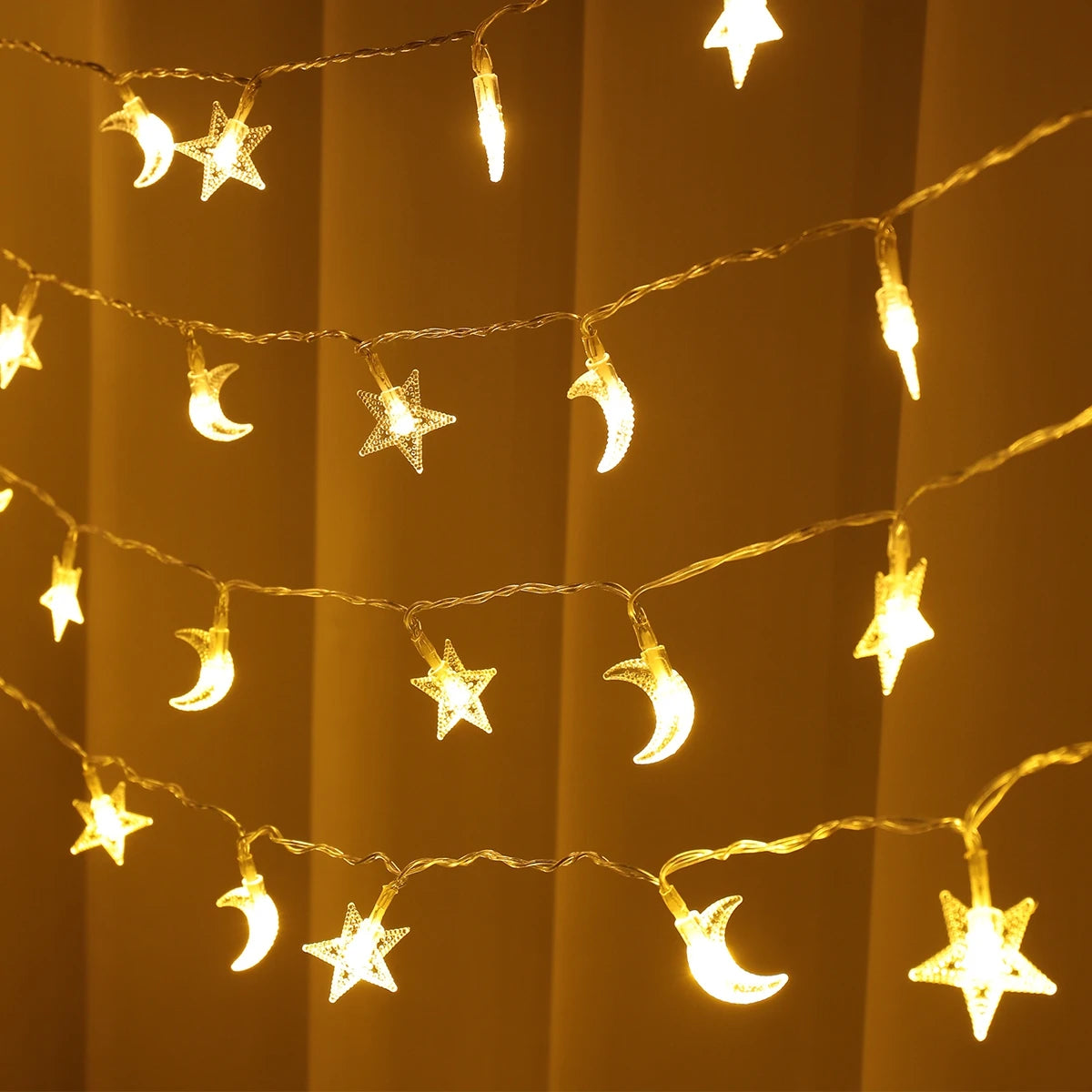 Moon Star String Lights Ramadan Kareem Decoration 2025 for Home