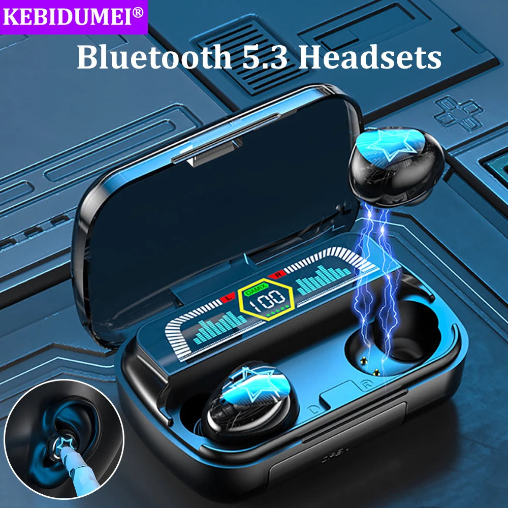 Bluetooth 5.3 Earbuds with Noise Reduction, LED Display, & Phone Charging