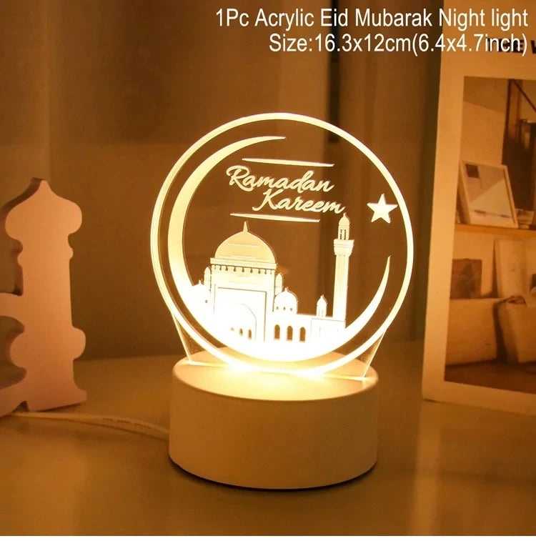 Eid Mubarak Ornaments Lantern Light Ramadan Decorations For Home 2023 Islamic Muslim Party Decor Ramadan Kareem EID Al Adha Gift