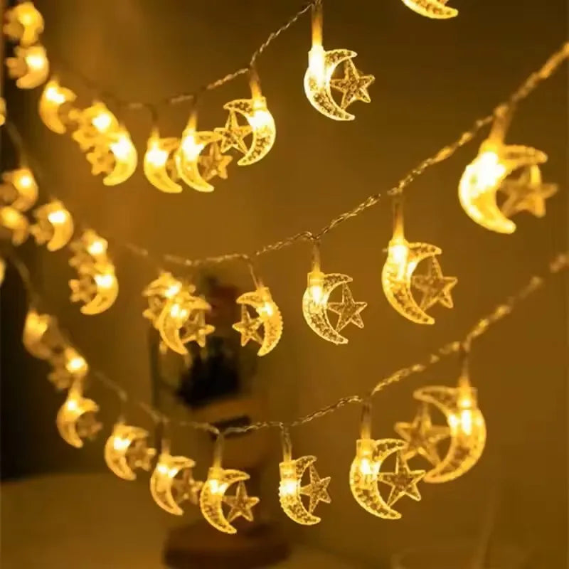 Moon Star String Lights Ramadan Kareem Decoration 2025 for Home