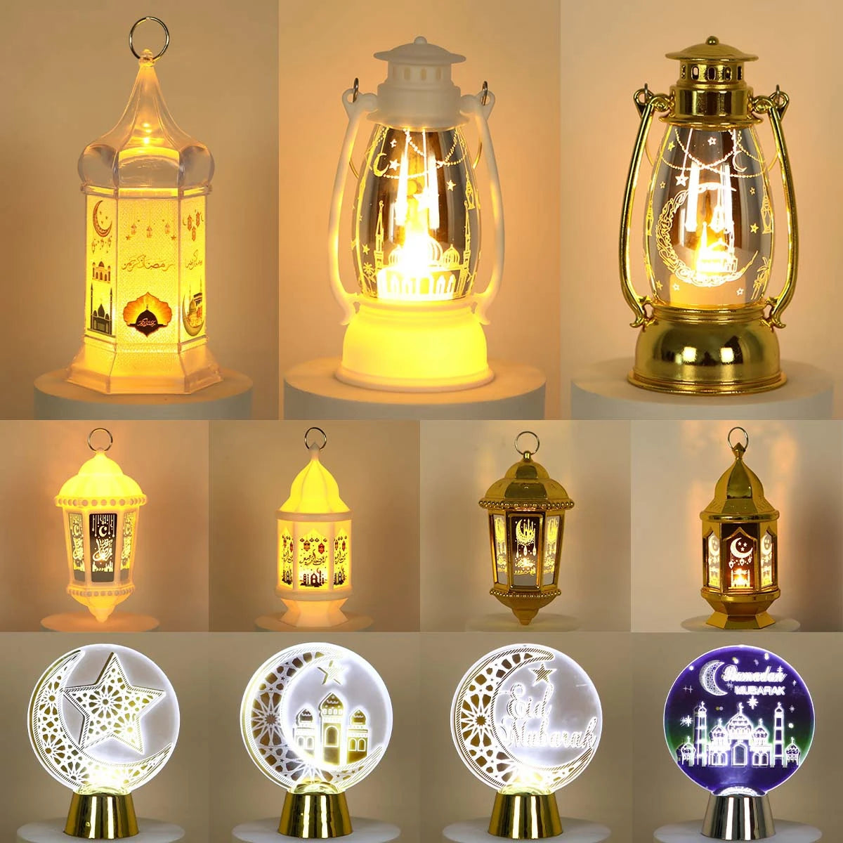 Eid Mubarak Ornaments Lantern Light Ramadan Decorations For Home 2023 Islamic Muslim Party Decor Ramadan Kareem EID Al Adha Gift