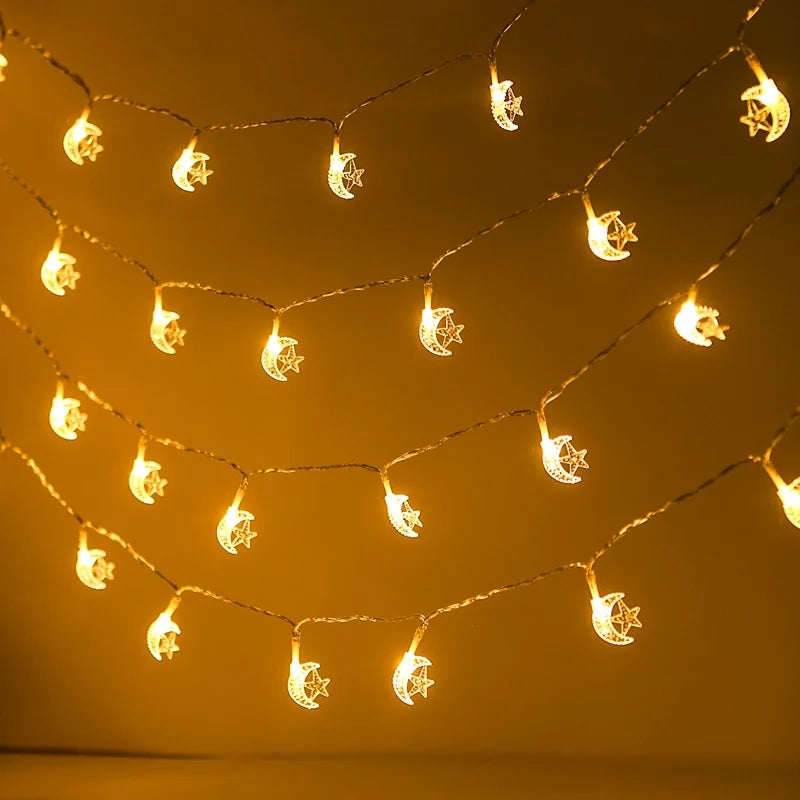 Moon Star String Lights Ramadan Kareem Decoration 2025 for Home