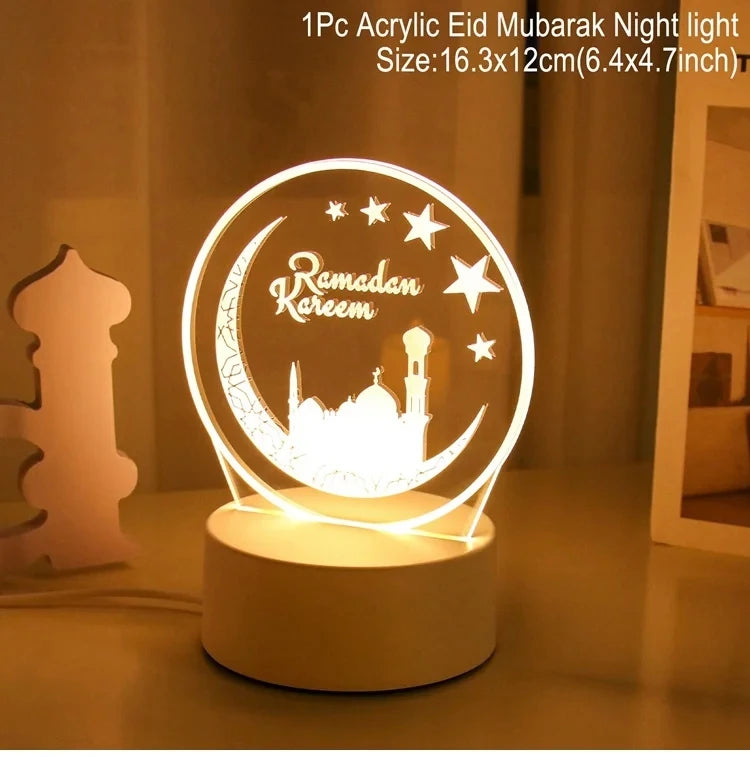 Eid Mubarak Ornaments Lantern Light Ramadan Decorations For Home 2023 Islamic Muslim Party Decor Ramadan Kareem EID Al Adha Gift